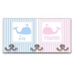 Striped w/ Whales Wall Mounted Coat Rack (Personalized)