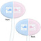 Striped w/ Whales White Plastic 7" Stir Stick - Double Sided - Oval - Front & Back