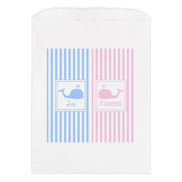 Custom Striped w/ Whales Treat Bag (Personalized)