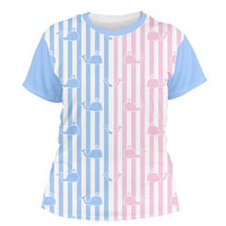 Striped w/ Whales Women's Crew T-Shirt - X Small