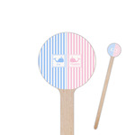 Striped w/ Whales 6" Round Wooden Stir Sticks - Double Sided (Personalized)