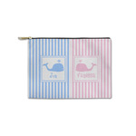 Striped w/ Whales Zipper Pouch - Small - 8.5"x6" (Personalized)