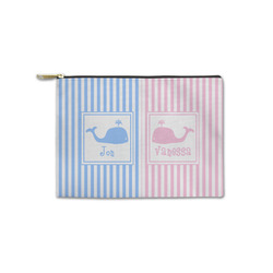 Striped w/ Whales Zipper Pouch - Small - 8.5"x6" (Personalized)