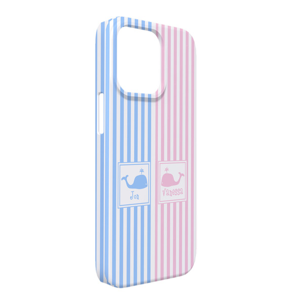 Custom Striped w/ Whales iPhone Case - Plastic - iPhone 13 Pro Max (Personalized)