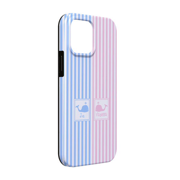 Custom Striped w/ Whales iPhone Case - Rubber Lined - iPhone 13 Pro (Personalized)