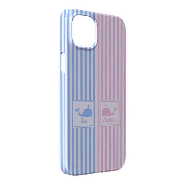 Custom Striped w/ Whales iPhone Case - Plastic - iPhone 14 Pro Max (Personalized)