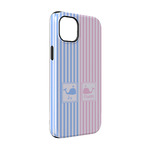 Striped w/ Whales iPhone Case - Rubber Lined - iPhone 14 Pro (Personalized)