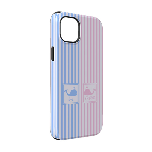 Custom Striped w/ Whales iPhone Case - Rubber Lined - iPhone 14 Pro (Personalized)