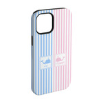 Striped w/ Whales iPhone Case - Rubber Lined - iPhone 15 (Personalized)