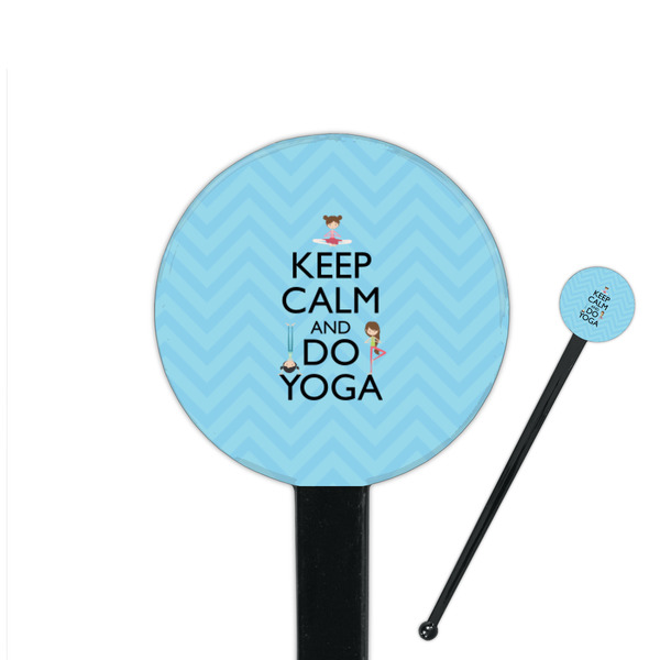 Custom Keep Calm & Do Yoga 7" Round Plastic Stir Sticks - Black - Double Sided