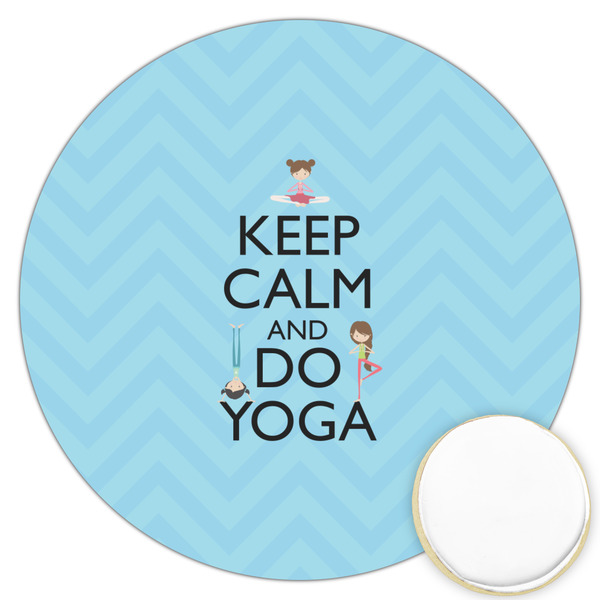 Custom Keep Calm & Do Yoga Printed Cookie Topper - 3.25"