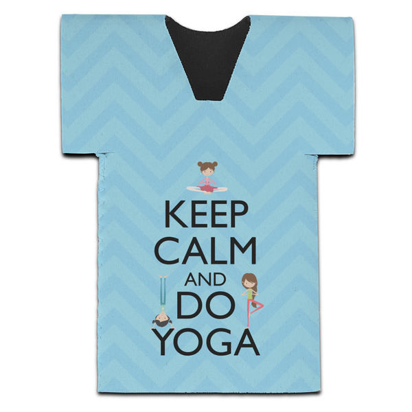 Custom Keep Calm & Do Yoga Jersey Bottle Cooler