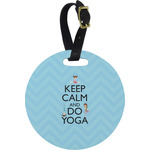 Keep Calm & Do Yoga Plastic Luggage Tag - Round