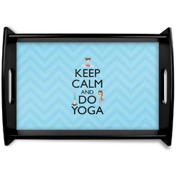 Keep Calm & Do Yoga Black Wooden Tray - Small