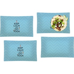 Keep Calm & Do Yoga Set of 4 Glass Rectangular Lunch / Dinner Plate