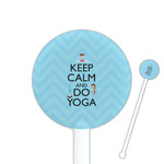 Keep Calm & Do Yoga 5.5" Round Plastic Stir Sticks - White - Double Sided