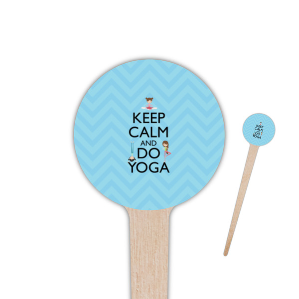 Custom Keep Calm & Do Yoga 4" Round Wooden Food Picks - Single Sided