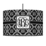 Monogrammed Damask 12" Drum Pendant Lamp - Fabric