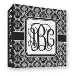 Monogrammed Damask 3 Ring Binder - Full Wrap - 3"