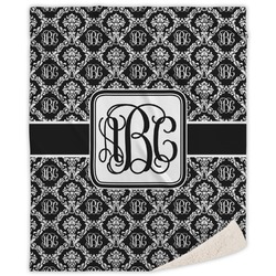 Monogrammed Damask Sherpa Throw Blanket - 50"x60" (Personalized)