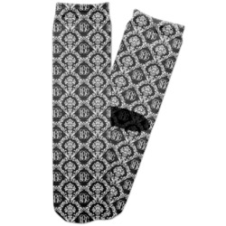 Monogrammed Damask Adult Crew Socks