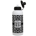 Monogrammed Damask Water Bottles - Aluminum - 20 oz - White