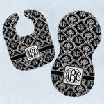 Monogrammed Damask Baby Bib & Burp Set