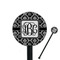 Monogrammed Damask Black Plastic 5.5" Stir Stick - Round - Closeup