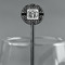 Monogrammed Damask Black Plastic 5.5" Stir Stick - Round - Main