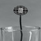 Monogrammed Damask Black Plastic 7" Stir Stick - Oval - Main