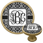 Monogrammed Damask Cabinet Knob - Gold