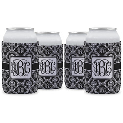 Monogrammed Damask Can Cooler (12 oz) - Set of 4