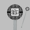 Monogrammed Damask Clear Plastic 7" Stir Stick - Round - Closeup