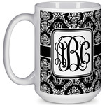 Monogrammed Damask 15 Oz Coffee Mug - White