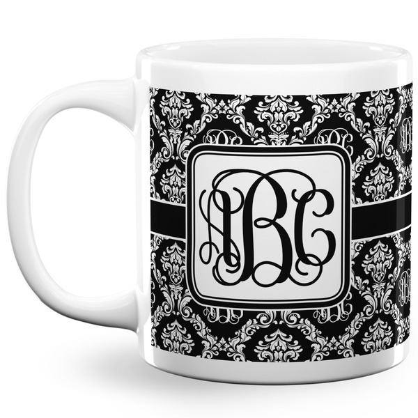 Custom Monogrammed Damask 20 Oz Coffee Mug - White