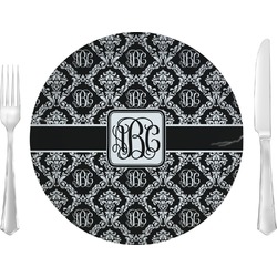Monogrammed Damask Glass Lunch / Dinner Plate 10" (Personalized)