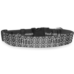 Monogrammed Damask Deluxe Dog Collar - Extra Large (16" to 27") (Personalized)
