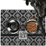 Monogrammed Damask Dog Food Mat - Large