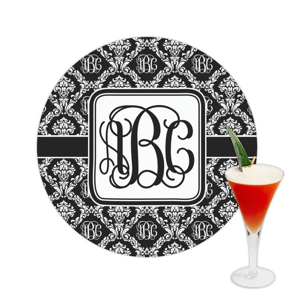 Custom Monogrammed Damask Printed Drink Topper -  2.5"