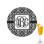 Monogrammed Damask Printed Drink Topper - 2.15"