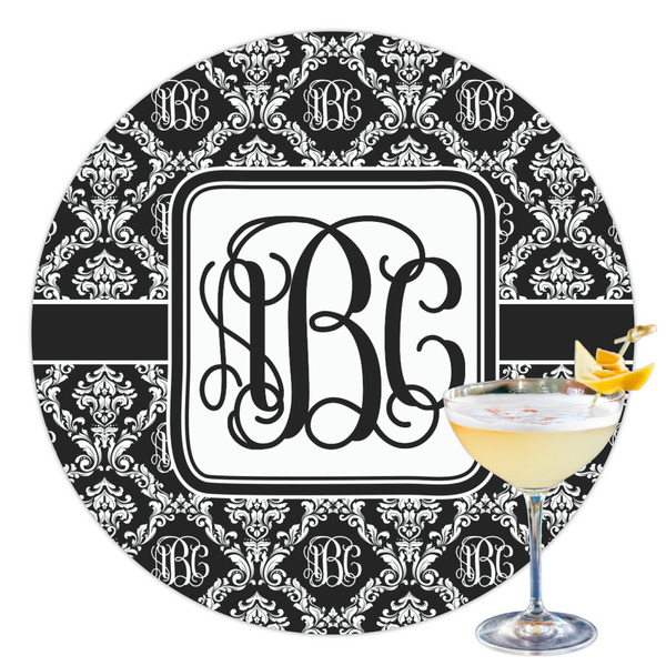 Custom Monogrammed Damask Printed Drink Topper - 3.5"