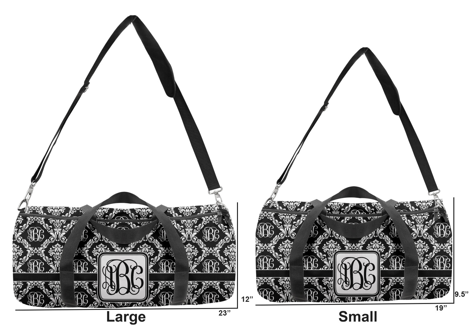 Monogrammed Damask Duffel Bag - Multiple Sizes ...
