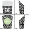 Monogrammed Damask French Fry Favor Box - Front & Back View