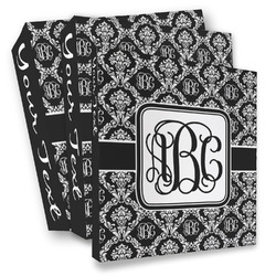 Monogrammed Damask 3 Ring Binder - Full Wrap