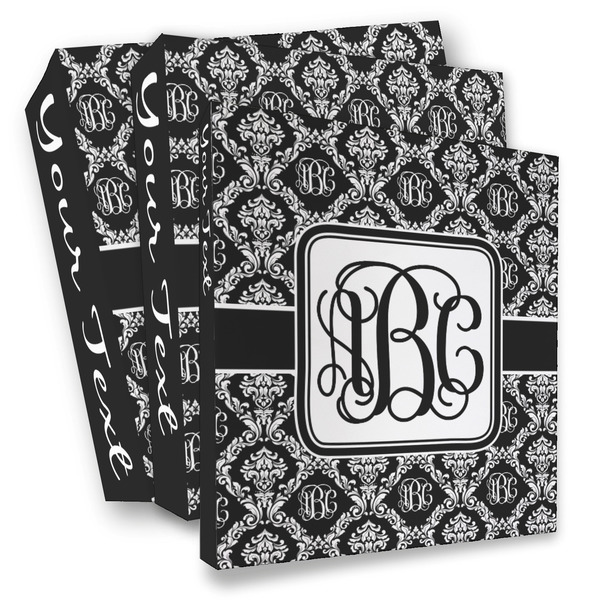 Custom Monogrammed Damask 3 Ring Binder - Full Wrap