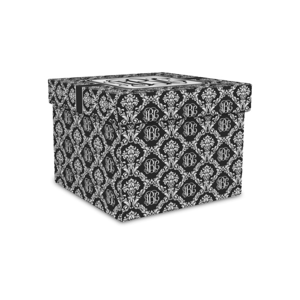 Custom Monogrammed Damask Gift Box with Lid - Canvas Wrapped - Small