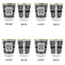 Monogrammed Damask Glass Shot Glass - with gold rim - Set of 4 - APPROVAL