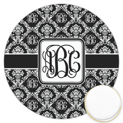 Monogrammed Damask Printed Cookie Topper - 3.25"