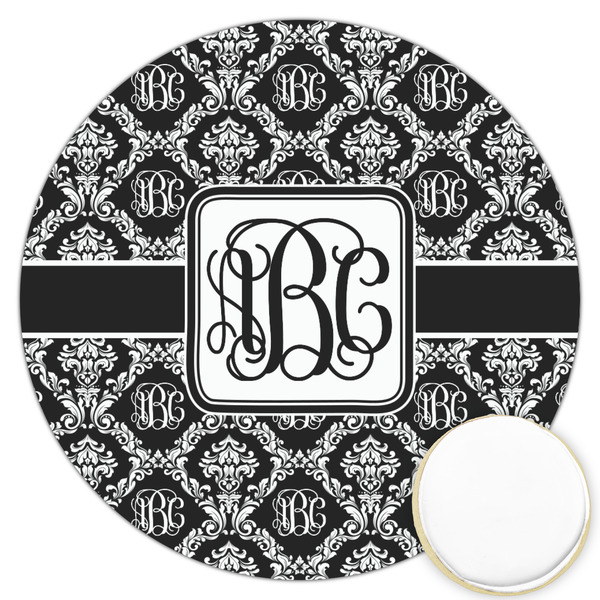 Custom Monogrammed Damask Printed Cookie Topper - 3.25"