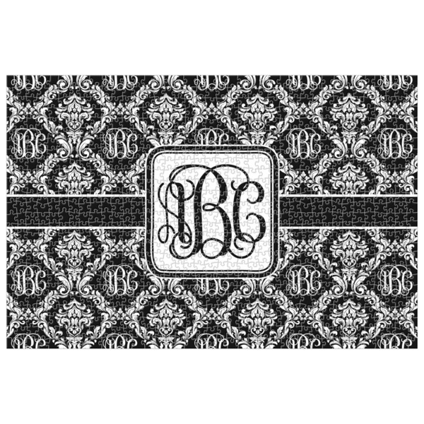 Custom Monogrammed Damask Jigsaw Puzzle - 1000-piece